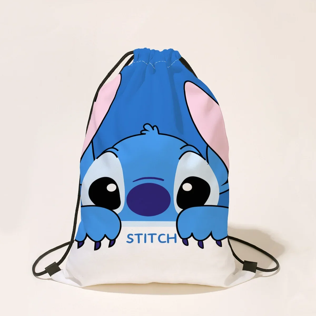 Kawaii Cartoon Disney Stitch Student Bundle Pocket borsa con coulisse di grande capacità zaino con coulisse per cartoni animati per bambini