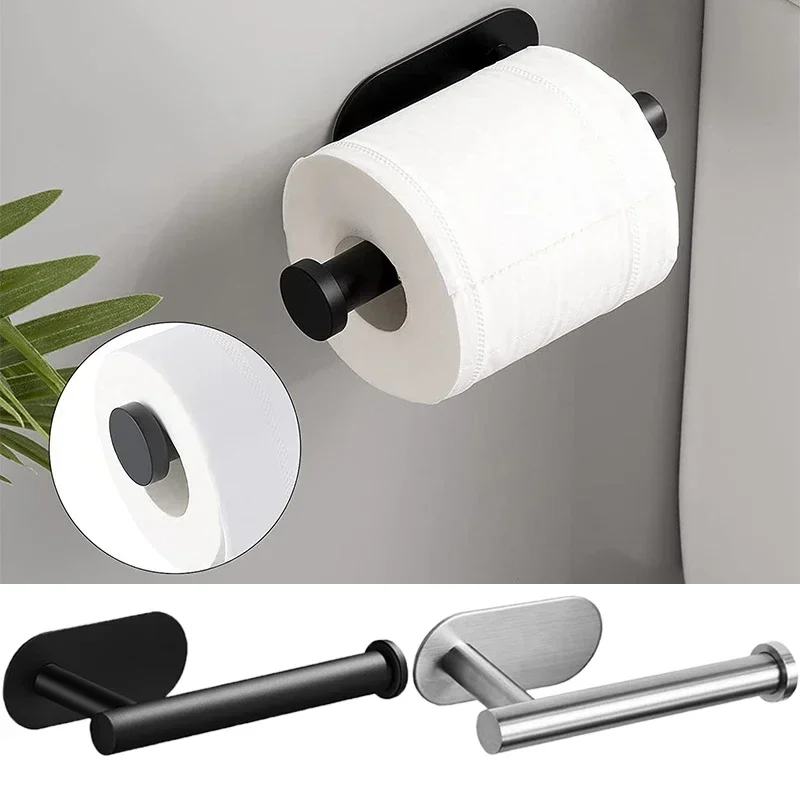 Toilet Paper Holder Wall Mount No Punching SUS304 Stainless Steel Self Adhesive Tissue Towel Roll Dispenser for Bathroom Kitchen