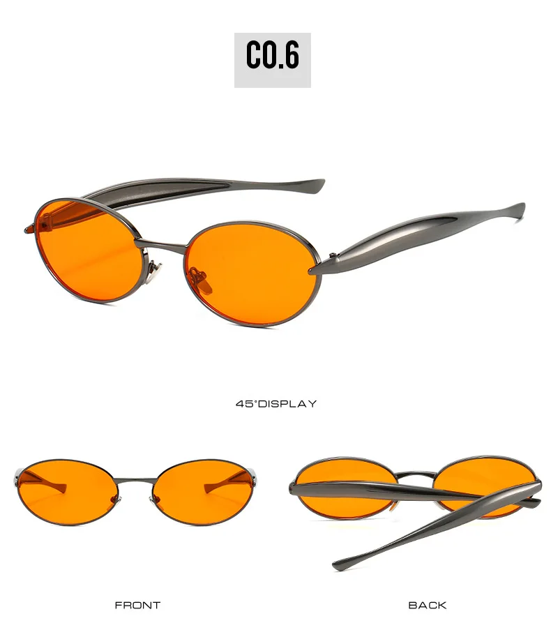 Metall Kleine Ovale Sonnenbrille Frauen Neue Vintage Marke Designer Mode Runde Goggle Sonnenbrille Weibliche Trends Shades Brillen UV400 – Detail 13