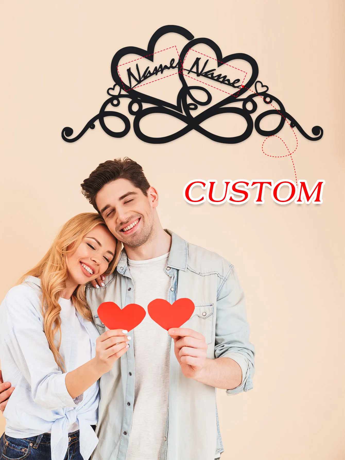 Custom Infinity Heart-Shaped Metal Wall Art - 