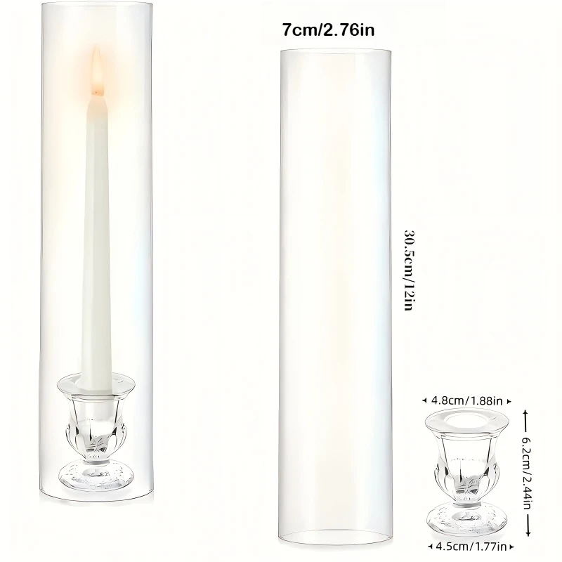 3pcs/6pcs Hurricane Glass Candle Holders for Taper Candles with Windproof Glass Covers for Wedding Table Centerpieces Home Decor
