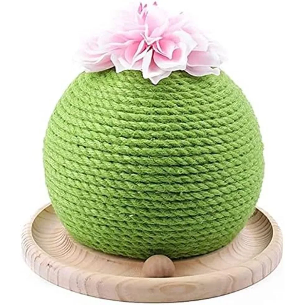 

Natural Sisal Rope Cactus Cat Scratching Post with Flower, Circle Track with Moving Balls Cat Tracks Cat Toy