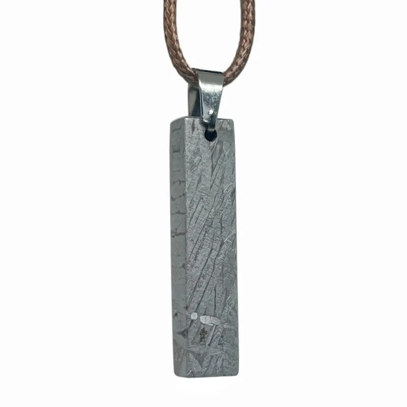 Sweden Origin Long Rectangle Muonionalusta Meteorite Tag Pendant Minimalist Men Daily Cosmic Jewelry Gift LK479