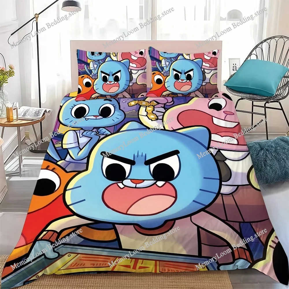 

Cartoon The A-Amazing-World of G-Gumball Duvet Cover Set Bedding Soft Laundry Cotton Bed 3 Piece Set Gift Student Dormitory