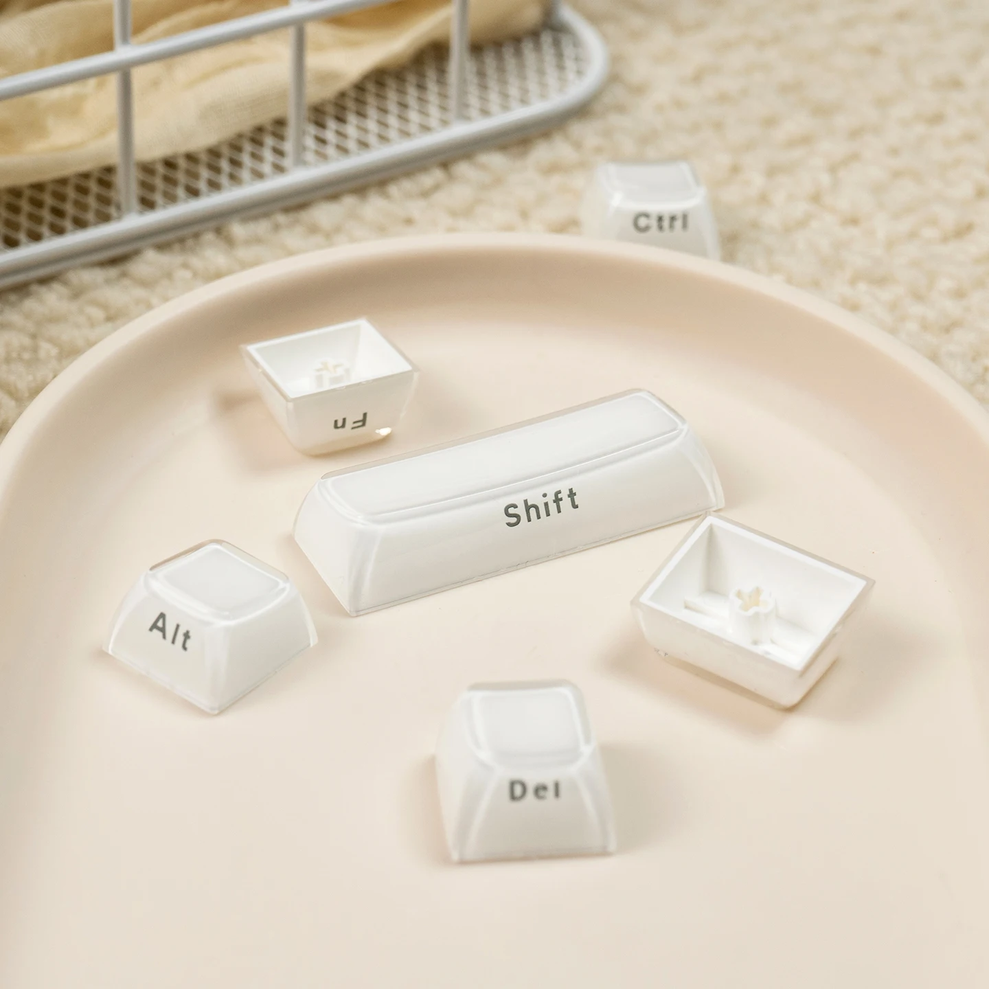 Womier White Custom Side Printed Keycaps Crystal Jelly Keycaps 113 Keys OEM Profile for Cherry MX Switches Mechanical Keyboard