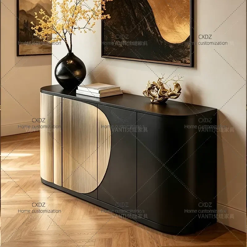 Wooden Dining Side Cabinet Light Luxury Large Floor Storage Locker for Living Room Simple Entrance Porch Console Table
