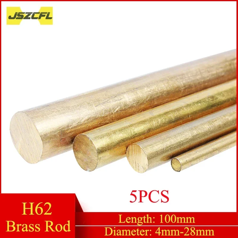 5pcs 100mm H62 Brass Rod 4/5/6/7/8/9/10/12/14/15/16/18/20/22/25/28mm Round Copper Rods Cutting Tool Diy Hand Rivet Bar