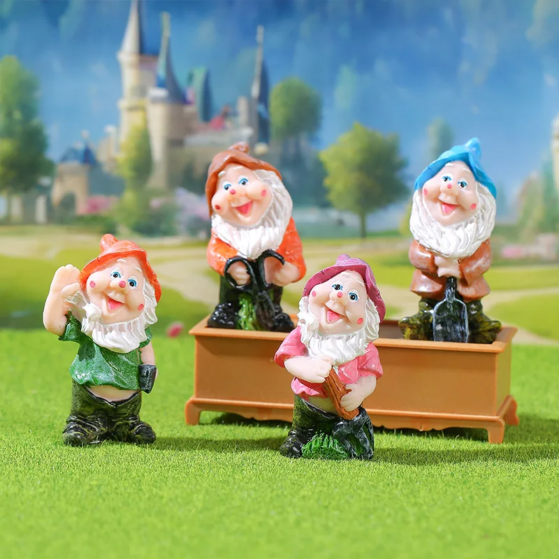 Fairy Garden Mini Gnomes Statue Resin Moss Micro Landscape Decoration Outdoor Fairy Miniature Dwarf Figurine Resin Ornaments
