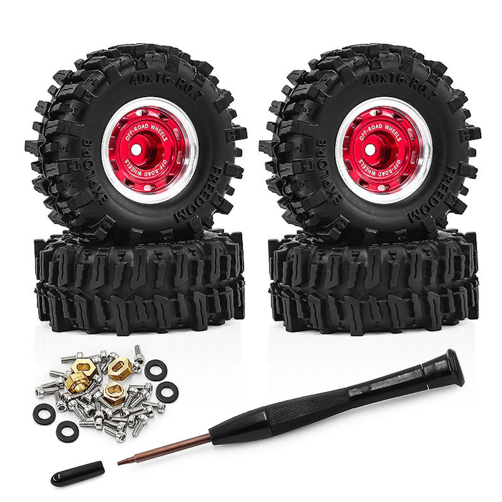 

4PCS 0.7 Beadlock Wheels Tires for 1/30 SCX30 1/32 RC Crawler Car,RC Off Road Buggy Rally Aluminum Rings Deep Dish Wheel Rims