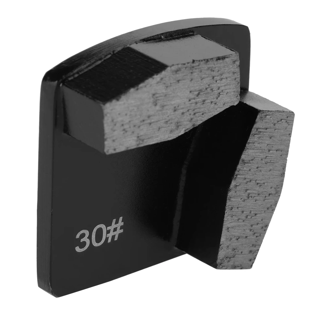 Black 30 Grit Medium Bond Trapezoid Diamond Concrete Grinding Pad 5x5cm 6mm Thickness 198g for Floor Grinder Magnetic Plates
