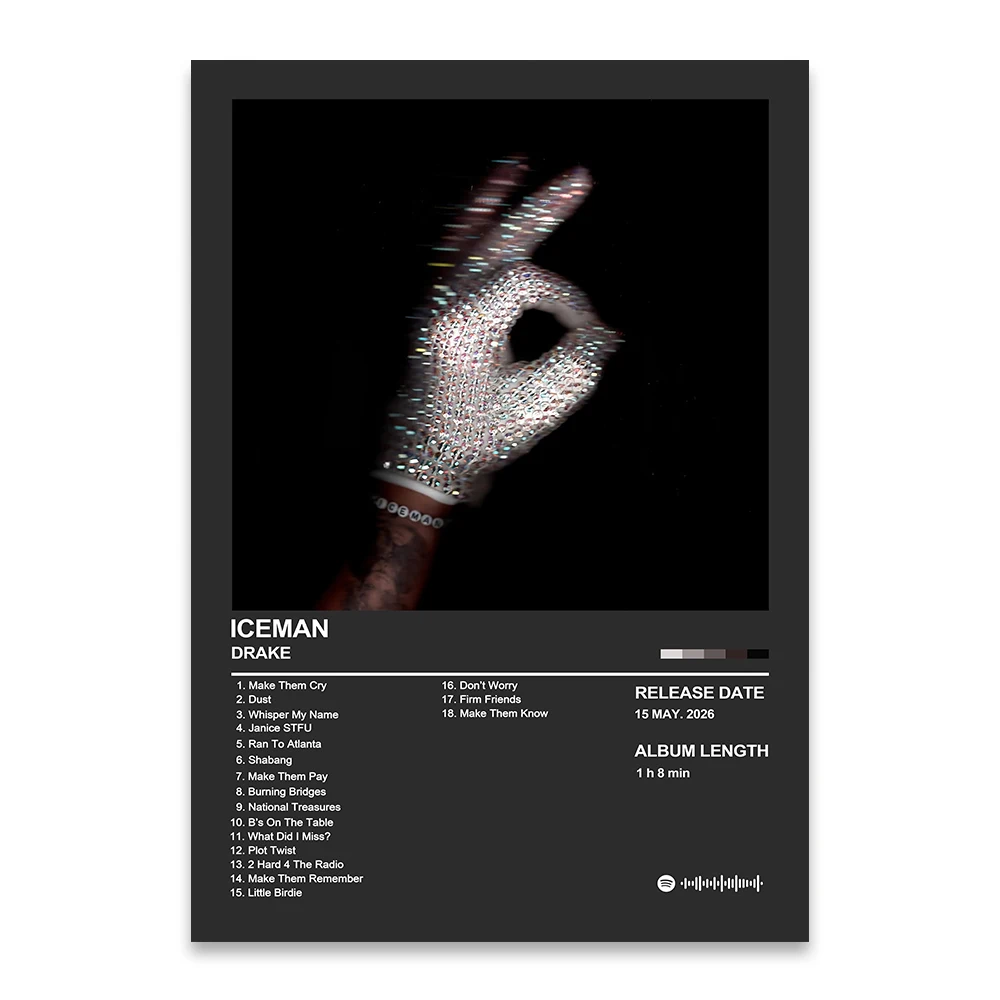 "ICEMAN" 2026 Album-Poster Leinwand-Wandbild Pop-Musik Dekoratives Gemälde für Wohnzimmer-Deko Fan-Geschenk