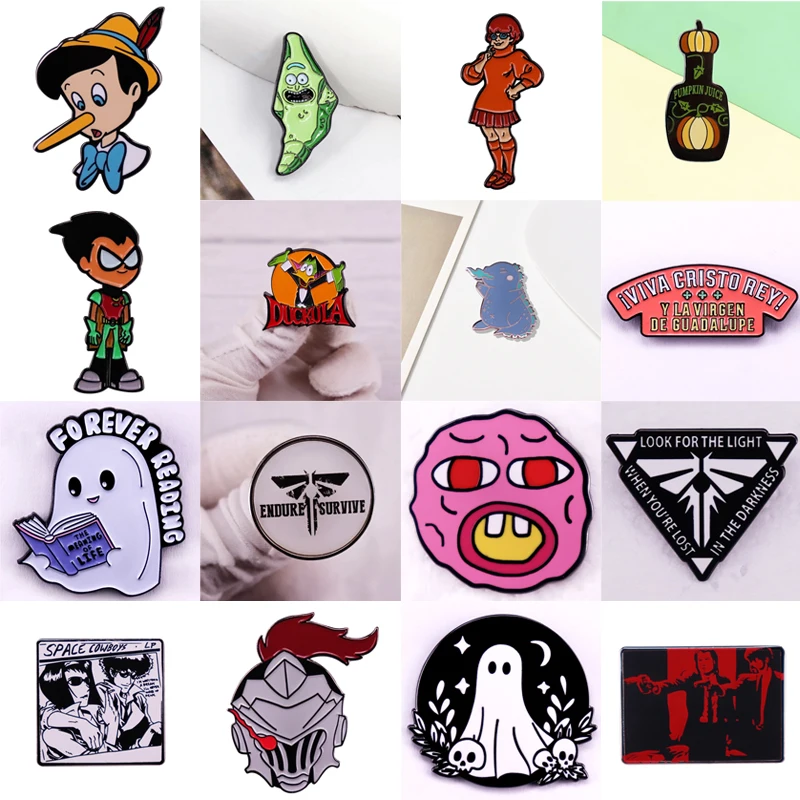 Insignia de pepino encurtido, broche de dinosaurio, Pin esmaltado fantasma, joyería de promoción, mochilas, sombreros, pantalones vaqueros decorativos