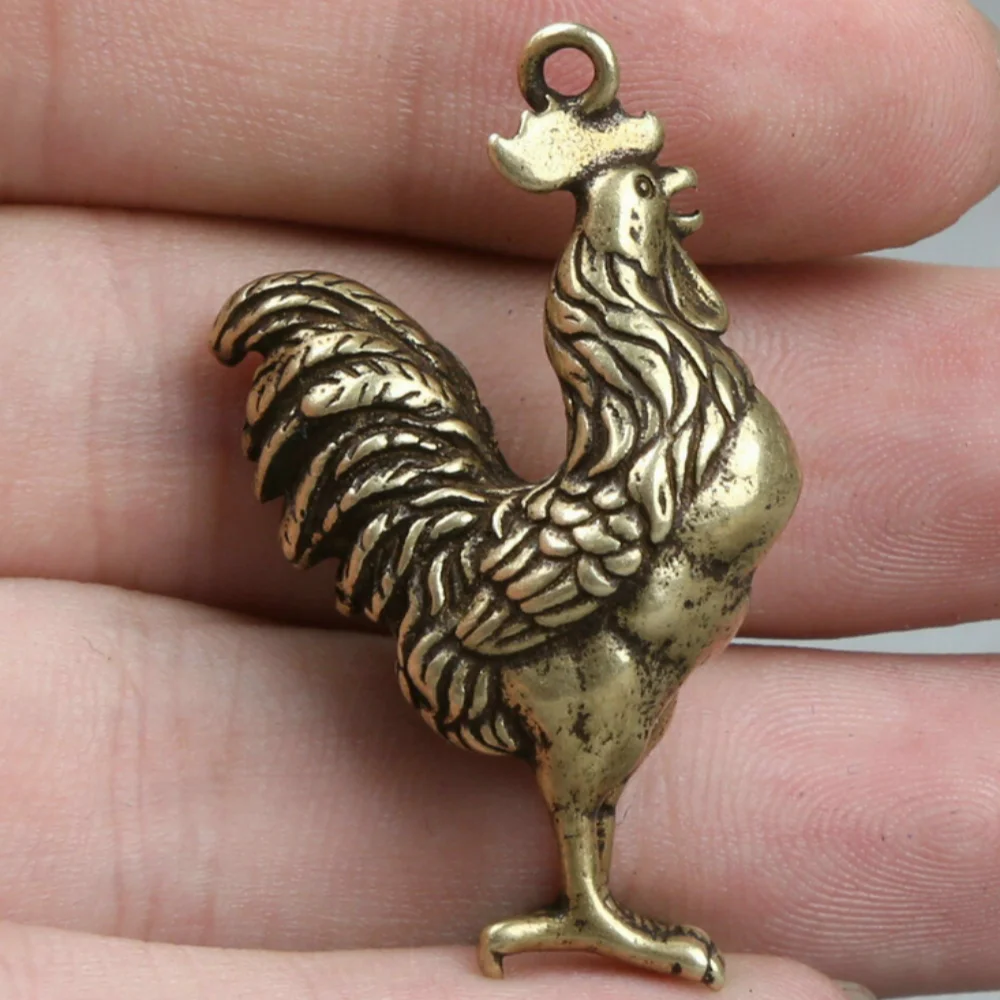 

42MM Curio China Small Bronze Exquisite Animal Zodiac Year Rooster Cock statue