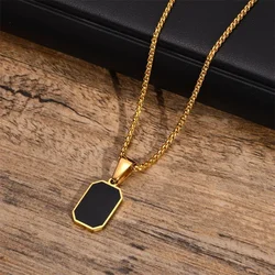 Classic Simple Hot Selling Stainless Steel Military Pendant Smooth Plate Gold Silver Color Men's Retro Necklace Accessories