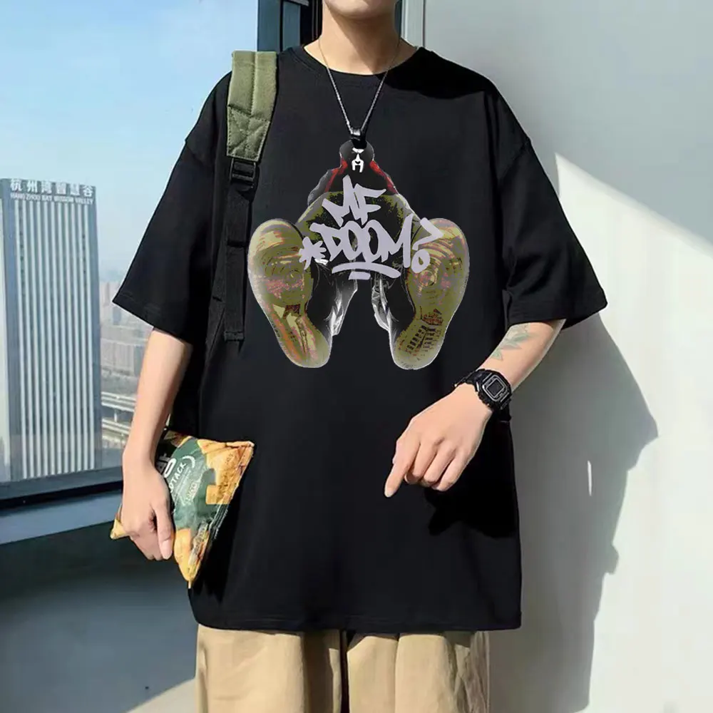 

Rapper Mf Doom Madvillain Metal Face Print T-shirts Male Fashion Casual Trend Tops Tees Men Hip Hop Vintage Oversized T Shirt