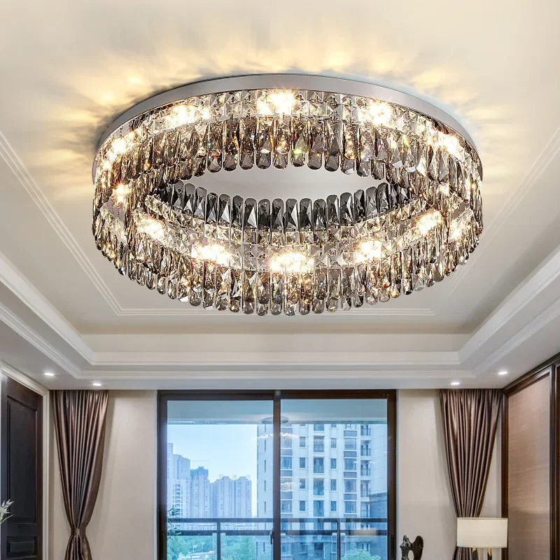 

Modern Luxury Led Crystal Royal Ceiling Chandelier Hanging Lamps for Living Room Chrome Home Decoration Indoor Lighting Fixture