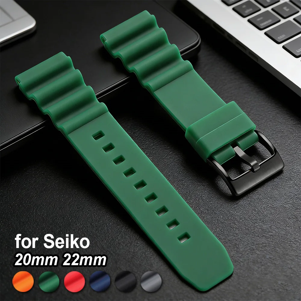 

20mm 22mm Soft Silicone Rubber Watch Straps Men Women Sport Waterproof Silicone Watch Band for Seiko SKX007 SRP777J1 Bracelet