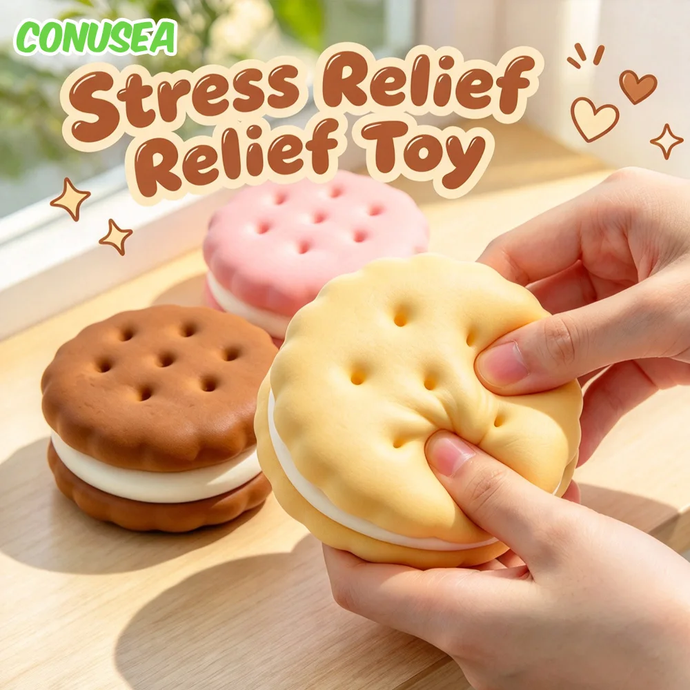 Food Press Fidgets Toy Antitress Simulated Sandwich Cookie Relax Rebounding Stress Relief Toy Cheap Stress Balls for Adults Gift