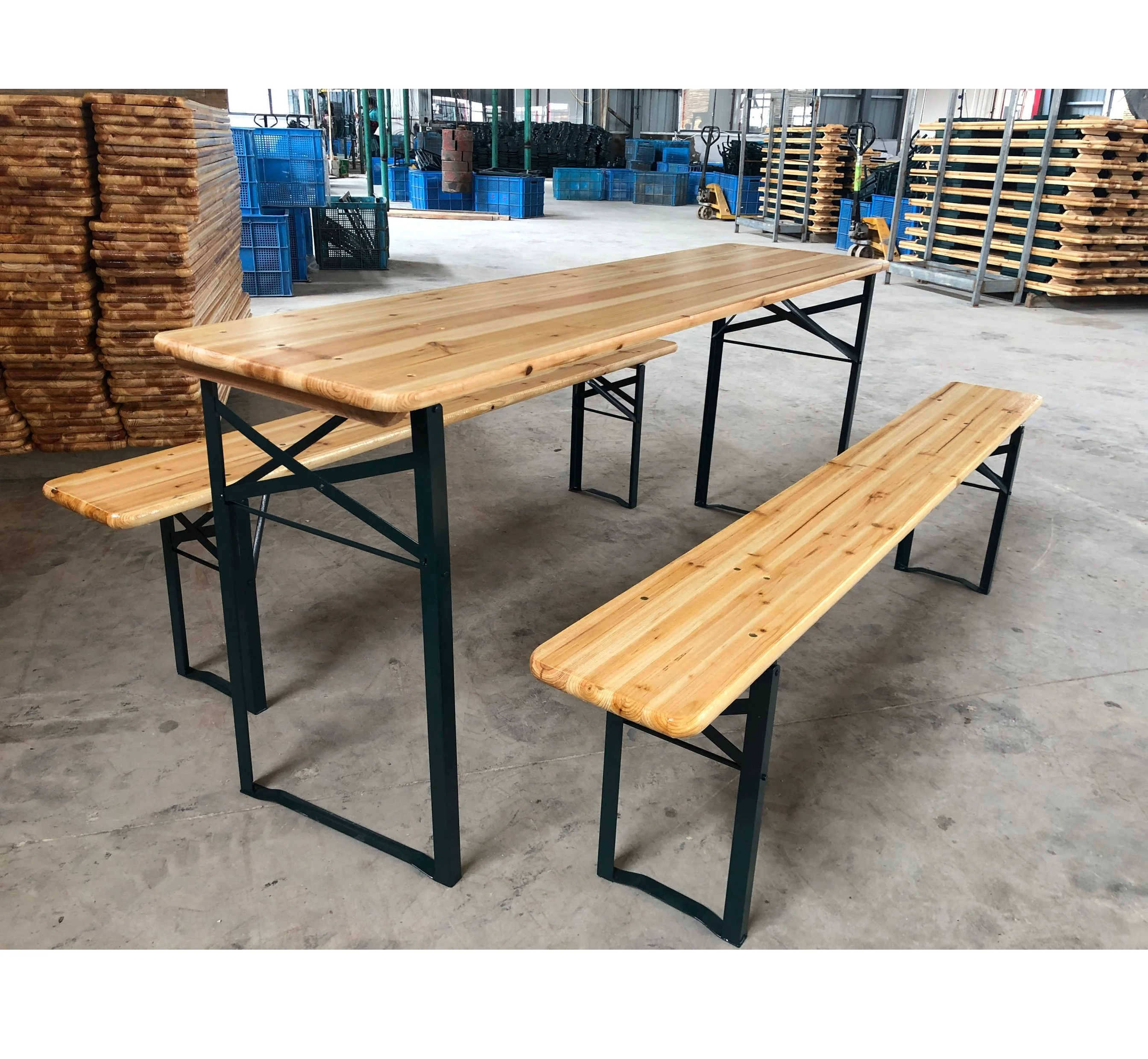 Wood camping folding beer table set picnic table and bench