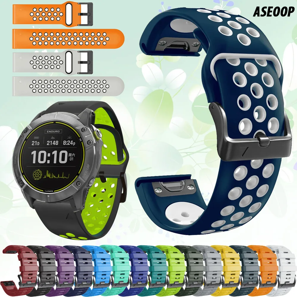 

QuickFit 22/26 мм ремешок для часов Fenix8 для Garmin Fenix E 47 мм 7 7X 6 6X/Epix Pro/Enduro 3 двухцветный силиконовый ремешок для фитнеса браслет