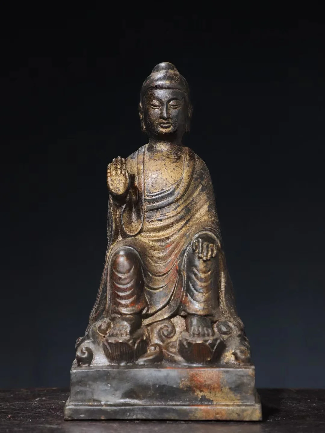 Antique Chinese copper hand-mand Silence and majesty of Buddha statue,Handicrafts, best collection&adornment, Free shipping