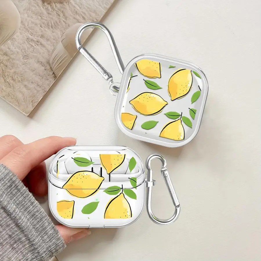 

Чехол для наушников Fresh Lemon Clear с крючком для Samsung Galaxy Buds Live 2Pro 3Pro 3 FE 4Pro 2 4 Pro