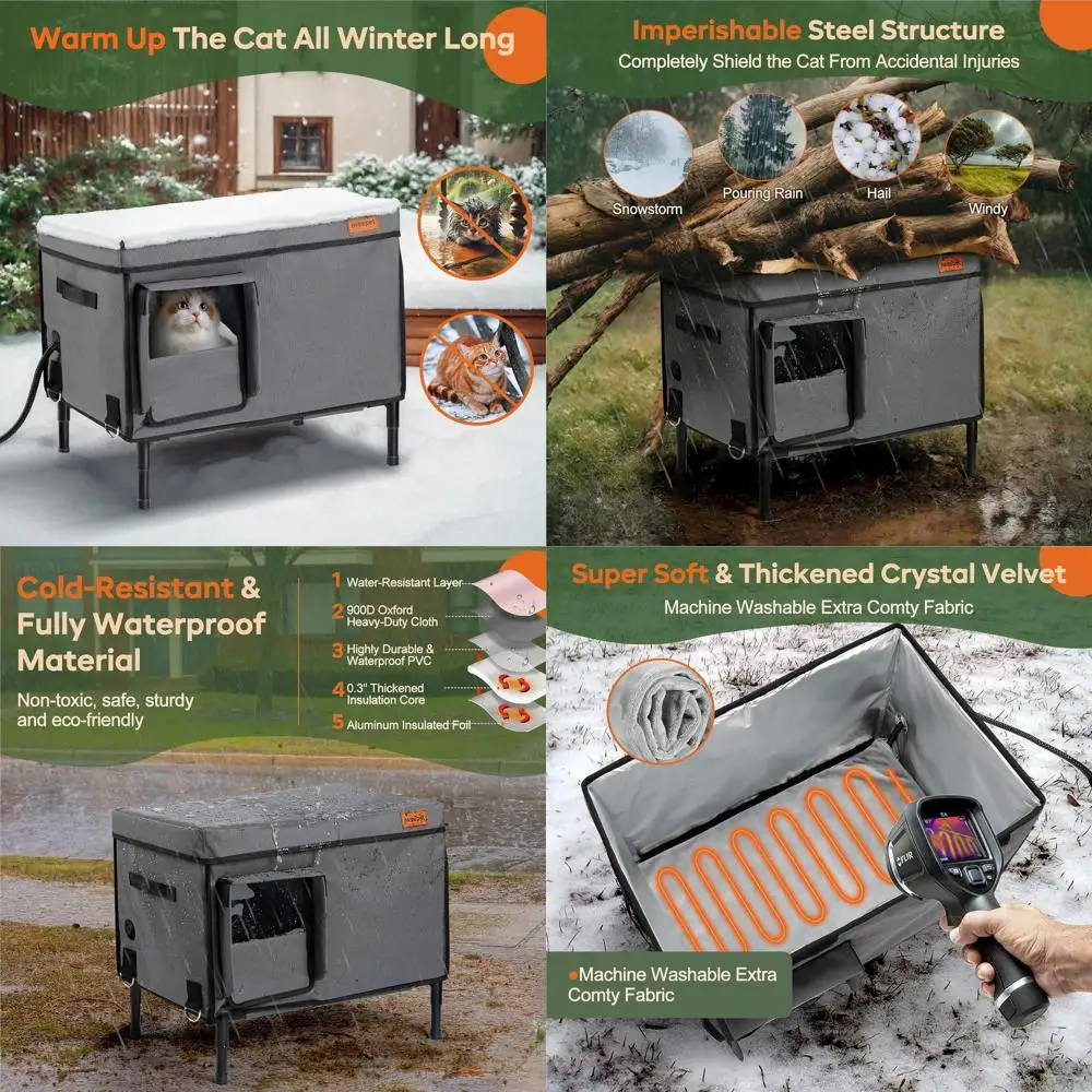 

Прочный атмосферостойкий уличный кошачий домик с изолированным укрытием для кошек ферлов зимой