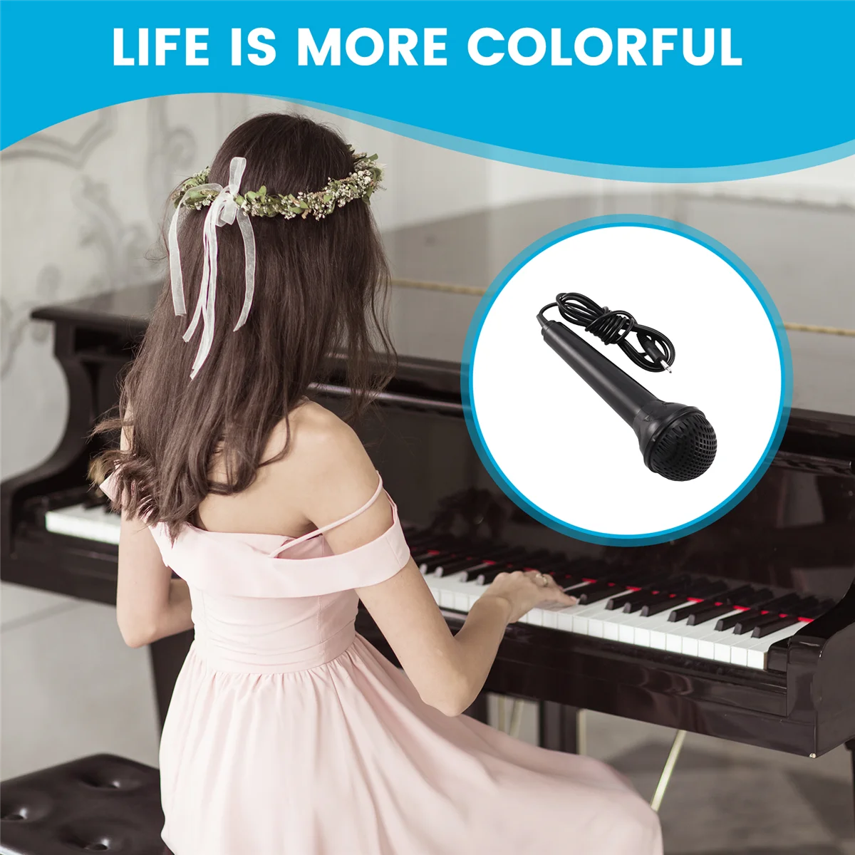 Microfone de teclado aa84, 3.5mm, porta pequena, microfone portátil para crianças iniciantes, piano eletrônico, teclado de música