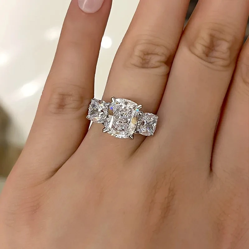 Huitan Geometric Cubic Zirconia Crystal Rings for Women Temperament Bridal Wedding Accessories Luxury Female Rings Party Jewelry