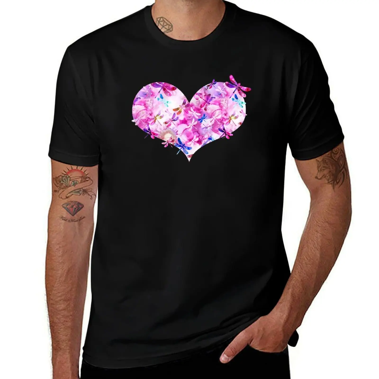 Pink and Blue - Dragonfly Lullaby T-Shirt Large Size Breathable Tee T-Shirt