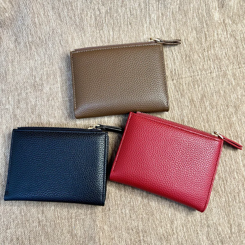 

CLAREGQI Women's Soft Faux Leather Short Wallet Pink Litchi Grain Zipper Purse Mini Card Holder Coin Pocket Small Clutch Bag