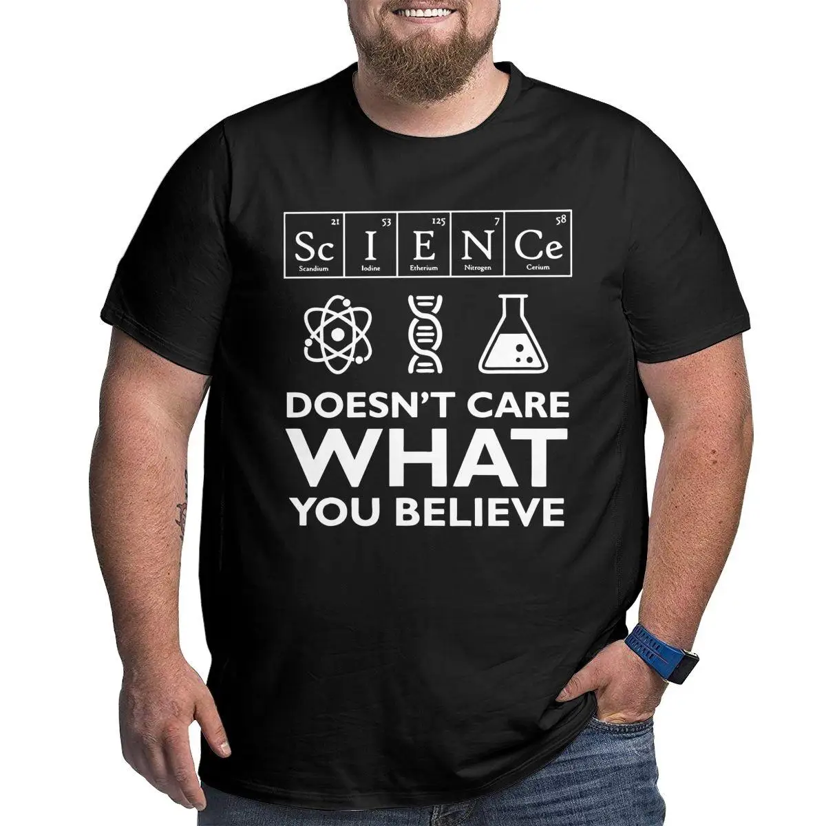 

Men T-Shirt Science Doesn't Care What You Believe Vintage Big Tall Tees Scientist Biology Physics Chemistry T Shirt Plus Size 6X