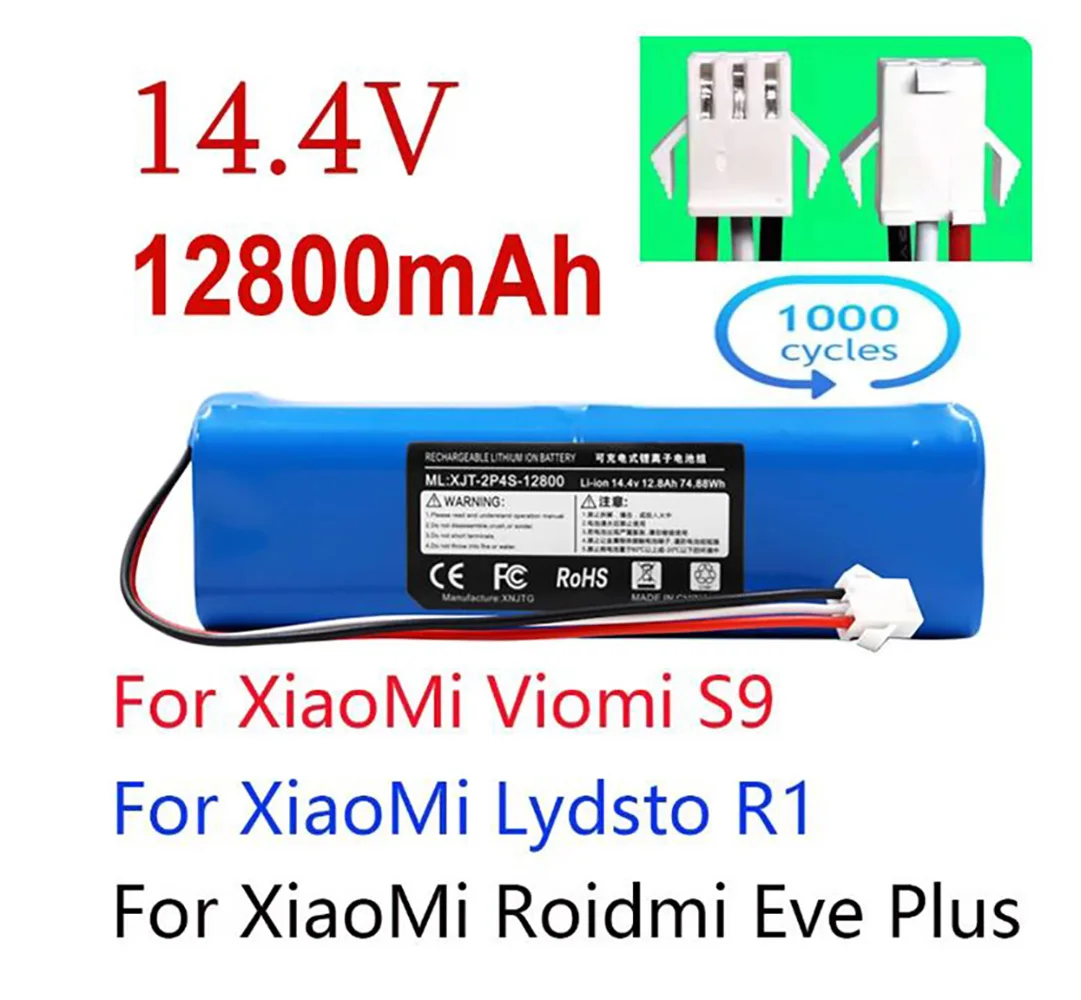 Batterie de rechange pour aspirateur robot XiaoMi Lysie à R1 Roidmi Eve Plus Viomi S9, capacité 12800mAh, pièces d'accessoires