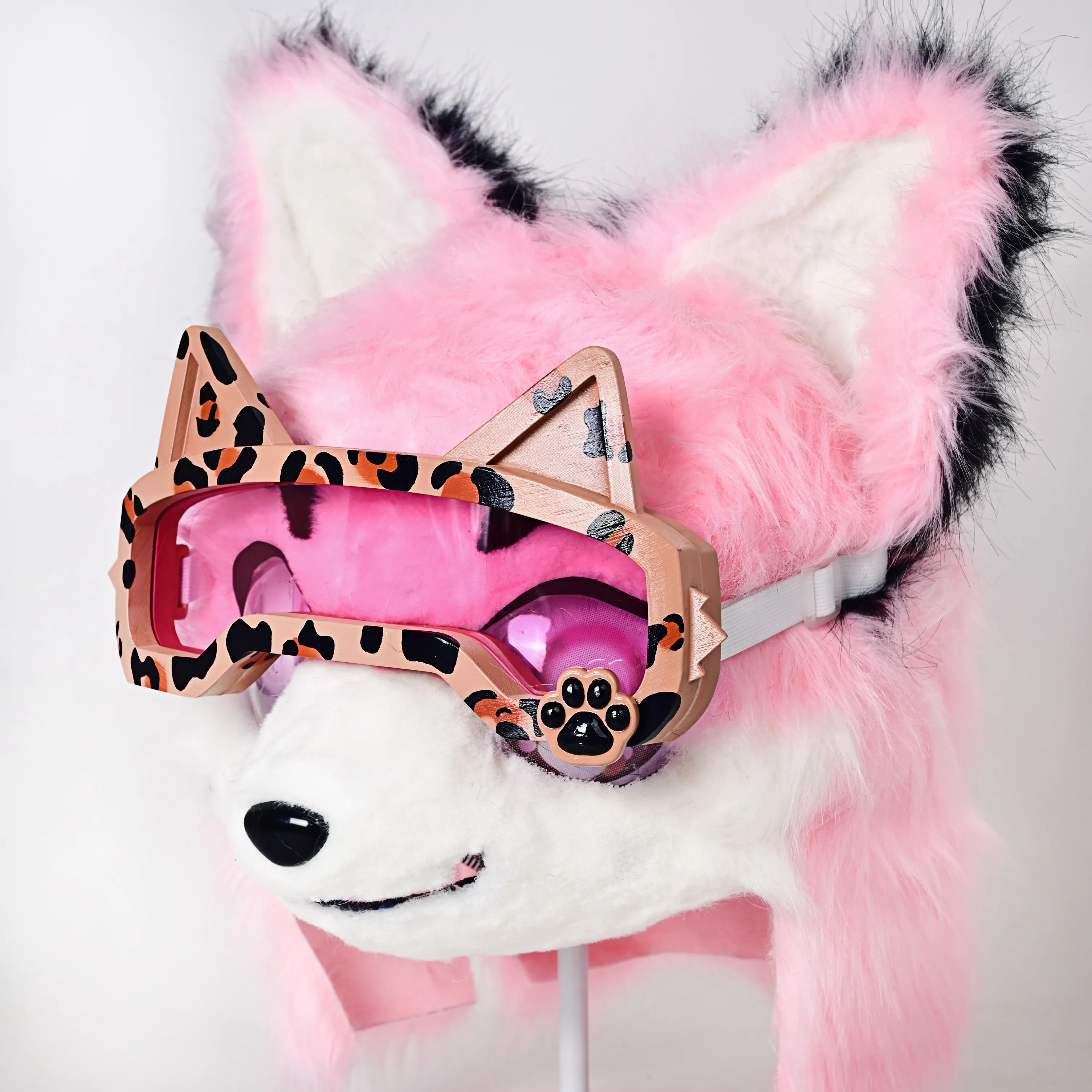 3D Printed Fursuit Goggles with Cat Ears Furry Kig Mask Head Accessories Cosplay Prop for Fursuit Costume