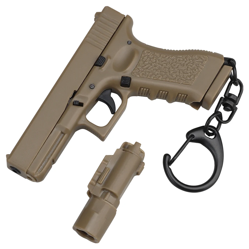 Glock G17-Sand Mini Gun portachiavi 1:4 in miniatura a forma di pistola portachiavi con ciondolo ornamento regalo per la collezione di modelli di Fan dell'esercito