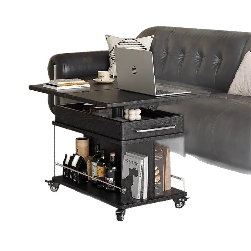 

Light luxury modern lifting movable coffee table solid wood home multi-functional folding simple