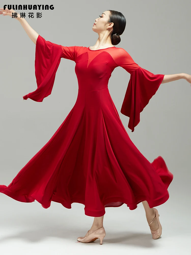 2024 Woman New Ballroom Waltz Modern Dance Dress Competition Standard Dancing Clothing Y0302k