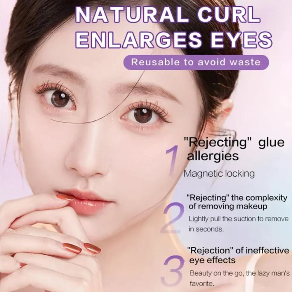 Repeatedly Magnetic Eyelashes with Applicator Natural No Glue Required Magnetic False Eyelashes Easy To Use Manga Lashes Women