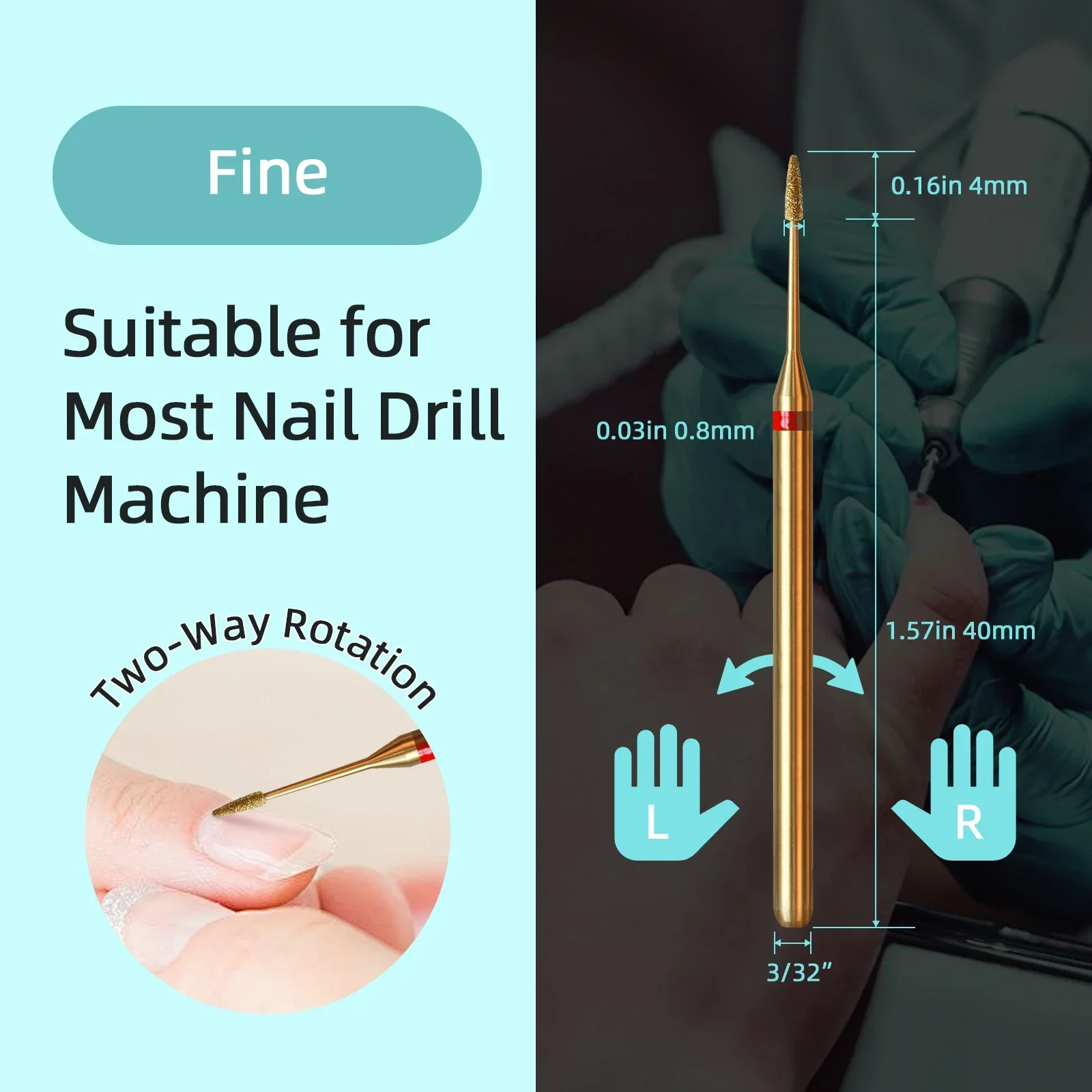 1 mm Mini Cone Cuticle Clean Nagelbohrer, Titan Russische Diamant-Nagelbits, Nagelreiniger-Zubehör für abgestorbene Haut