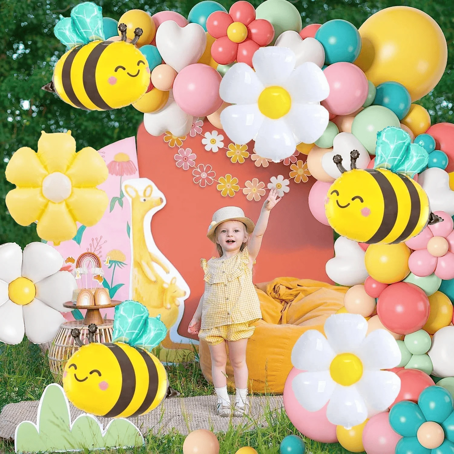 

Daisy Bee Aluminum Foil Number Balloon Set Birthday Party Anniversary Activity Background Decoration DIY Arch Garland Accessorie