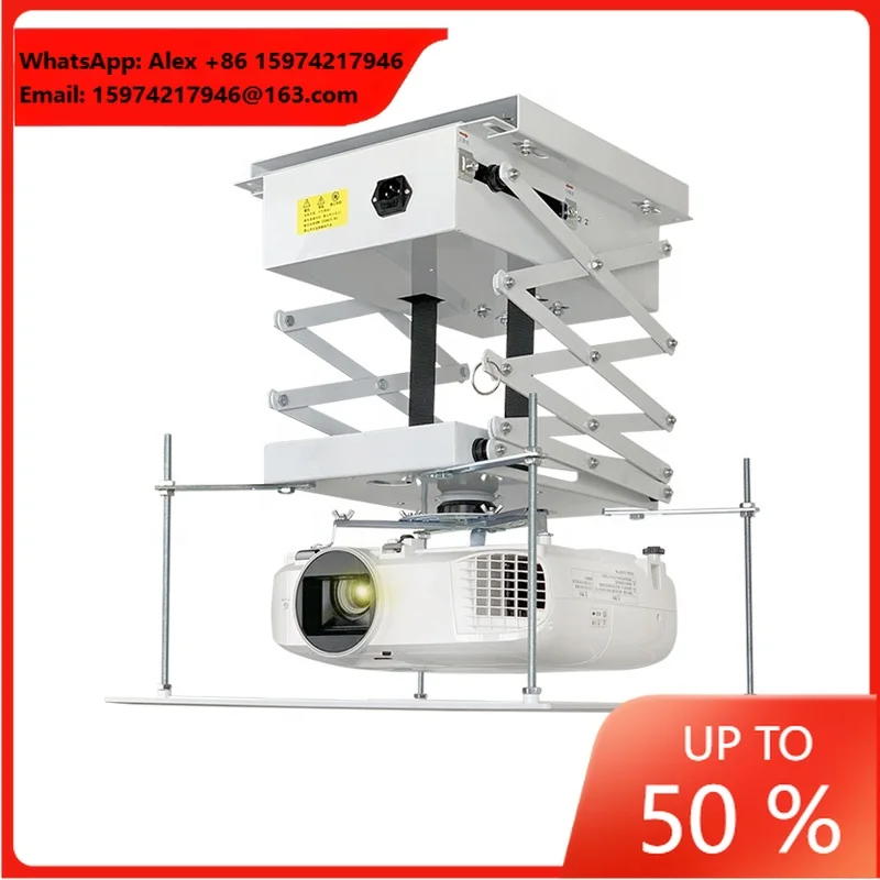 Yinzam Remote Control Motorized Electronic Projector Lift Ceiling Mount Adjustable Height Beamer Elevator Bracket 30KGS 40-200CM