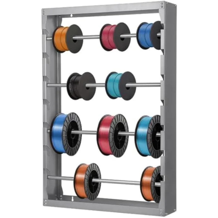 

Wire Spool Rack Wire Spool Holder Wall Mounted Cable Dispenser with 4 Adjustable Rods Heavy Steel Cable Roller Display