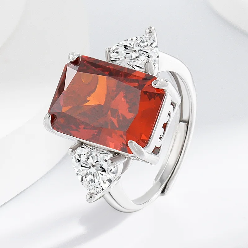 Glänzender farbiger Zirkon-Ring aus 925er-Sterlingsilber mit Eisblumenschliff und großem Karat. Wunderschöner, eleganter Damenring – Detail 2