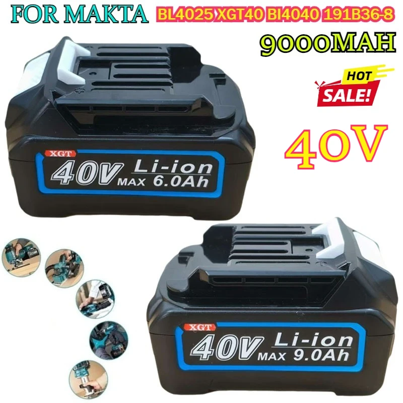 

Сменная литиевая батарея 9 Ач, 9000 мАч, 40 В, макс. для Makita BL4025 XGT40 BL4040 191B36-3, литий-ионный электроинструмент