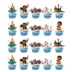 Moana tema kek süslemeleri kızlar için parti malzemeleri doğum günü hediyesi bebek duş, cupcake seçtikleri, 24 adet / grup En çok satılan 12 pasta-moana-no. 6