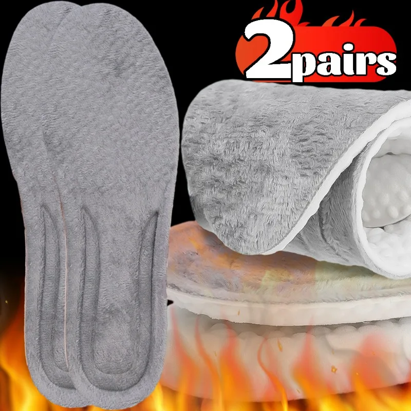 Thicken Self Heated Insoles Winter Plush Insoles Shock-absorbent Breathable Chill-proof Warm Fashion Women Men Absorbent Insoles