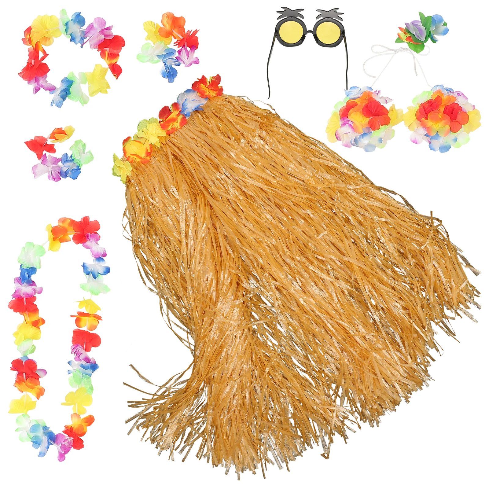 

8 шт. хула танцевальный костюм юбка цветы Гавайи хаки гавайские аксессуары для вечеринки Луау