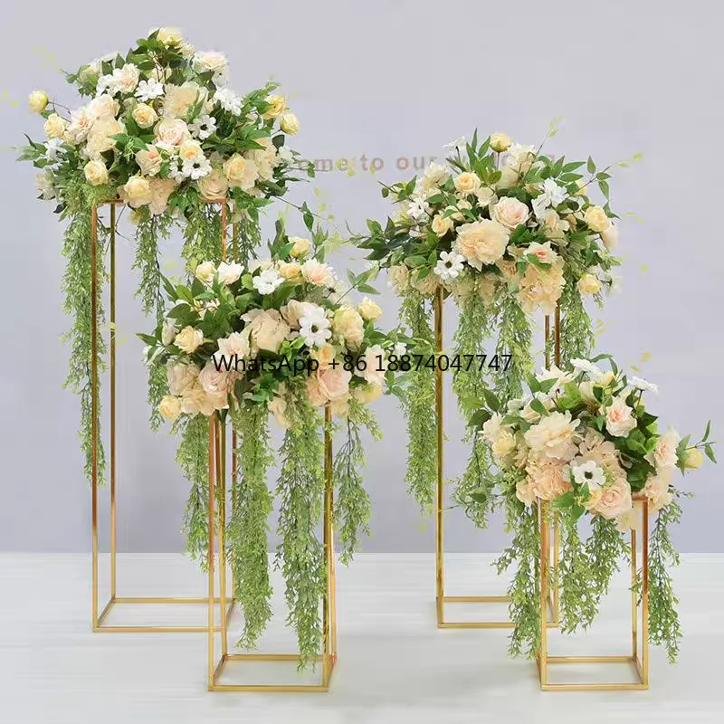 Metal Backdrop Balloon Stand Party Supplies Flower Transparent Top Balloon Stand Floor Metal Column Centros Mesa Para Bodas