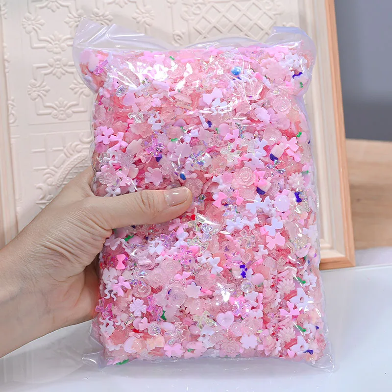 50 Grams Nail Charms Mixed Style Heart Bow Floral Cherry Nail Jewelry Accessories Multi-Color Nail Decoration set