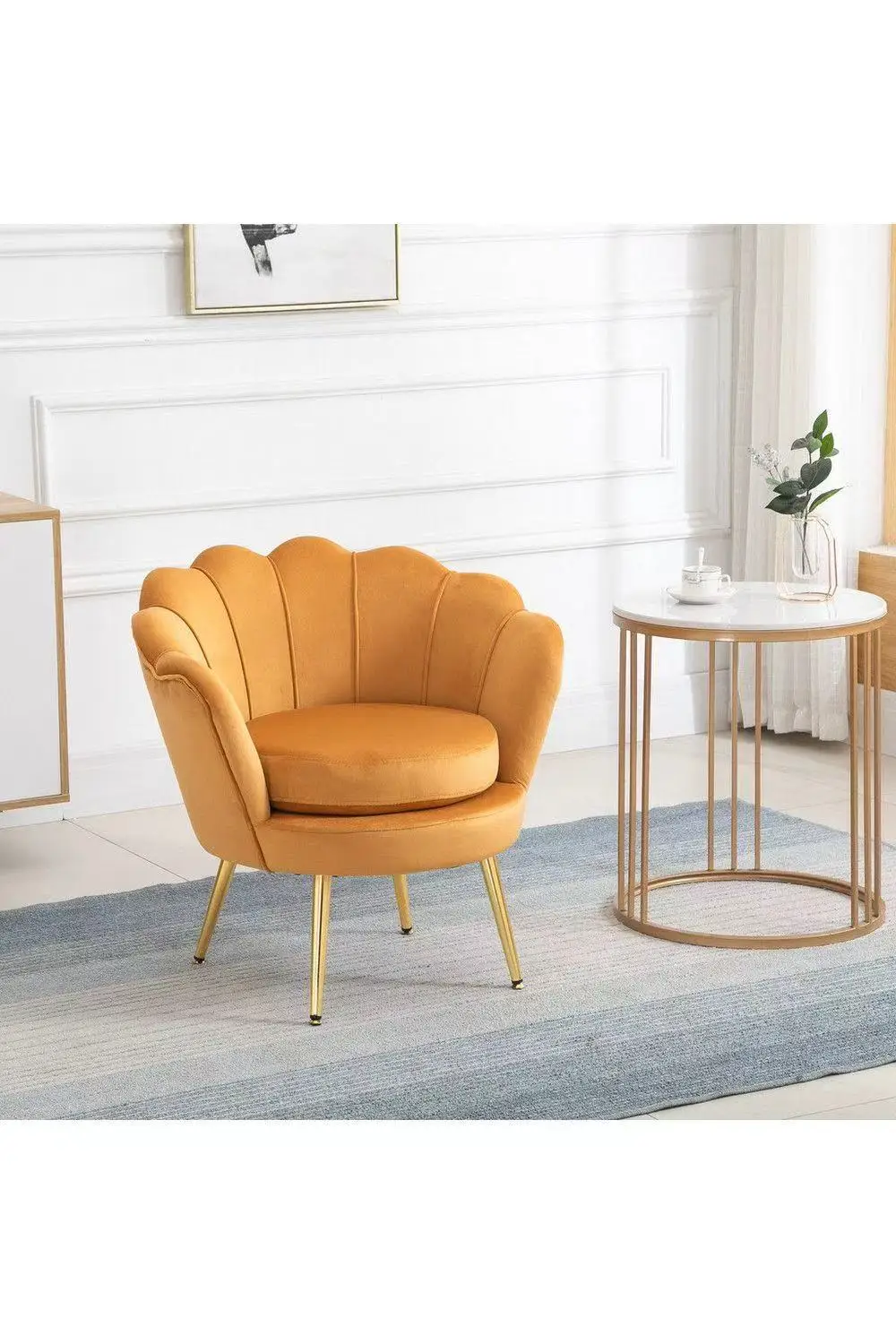 Best-selling modern furniture low wholesale price round flower pattern metal velvet living room lounge sofa chair